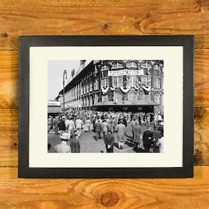 Ebbets Field - Iconic Brooklyn Dodgers Ballpark Late 1940&#39;s - Matted and Framed Vintage Sports Wall Hanging