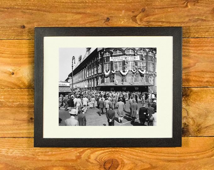 Ebbets Field - Iconic Brooklyn Dodgers Ballpark Late 1940's - Matted and Framed Vintage Sports Wall Hanging