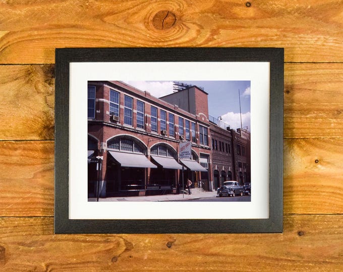 Fenway Park 1954 - Color Exterior Image Iconic Ballpark of the Boston Red Sox - Matted and Framed Vintage Sports Wall Hanging