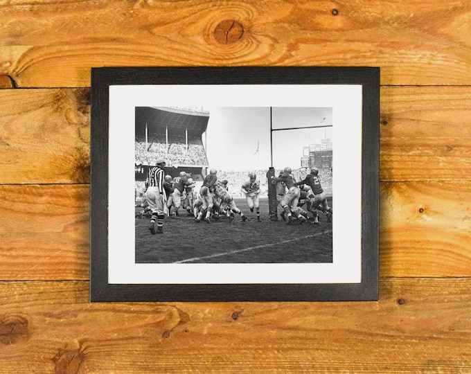 Cleveland Browns 1950's - Touchdown Score vs. Detroit Lions - Matted and Framed Sports Bar & Room Wall Decor