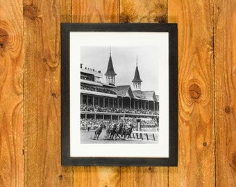 Action Shot - Kentucky Derby 1967 "Run For The Roses" - Matted and Framed Vintage Sports Wall Hanging