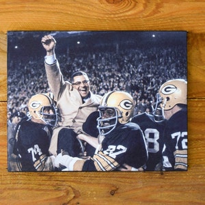 Vince Lombardi & Green Bay Packers 1966 Championship Celebration Vintage Sports Wood Wall Panel immagine 2