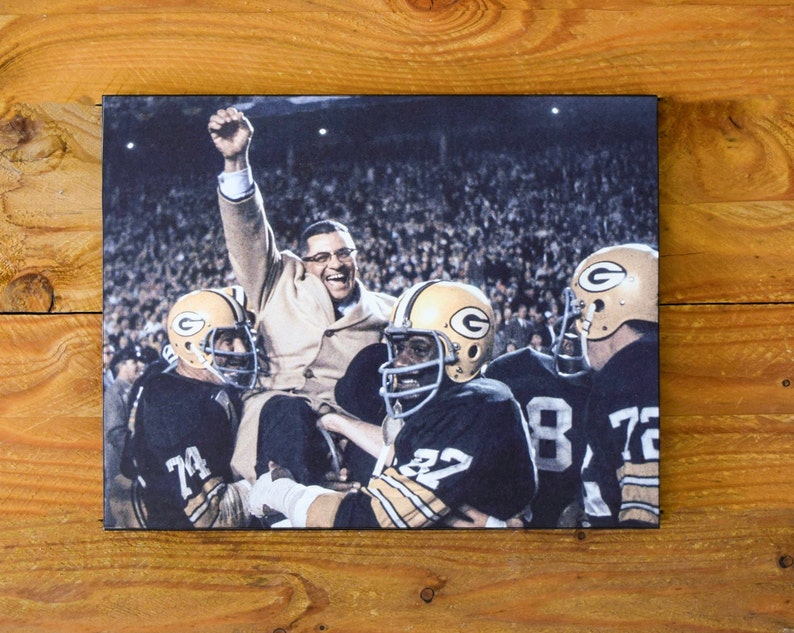 Vince Lombardi & Green Bay Packers 1966 Championship Celebration Vintage Sports Wood Wall Panel immagine 2