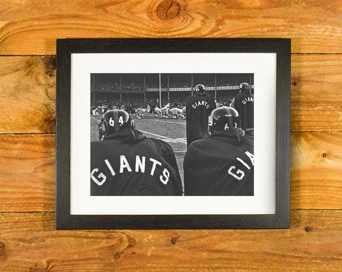 New York Giants - Sideline Image 1962 NFL Title Game vs Green Bay at Yankee Stadium - Matted and Framed Sports Wall Hanging