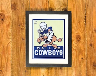 Framed Dallas Cowboys 1960 Logo Print: Vintage NFL Sports Decor