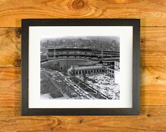 Forbes Field - 1965 Aerial Image of Iconic Pittsburgh Pirates Ballpark - Matted and Framed Vintage Sports Room & Bar Wall Hanging