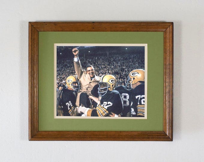 Vince Lombardi & Green Bay Packers 1966 Victory Celebration - Double Matted and Framed 11 x 14 Sports Room Wall Hanging