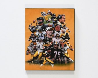 Pittsburgh Steelers - Iconic Players & Coaches Through the Years - Vintage Sports Wood Wall Panel