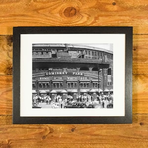 Comiskey Park - 1920&#39;s-1930&#39;s Exterior Image Iconic Former Chicago White Sox Ballpark - Matted & Framed Vintage Sports Wall Hanging