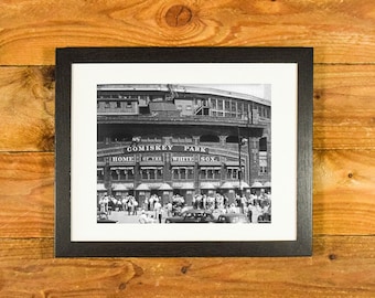 Comiskey Park - 1920's-1930's Exterior Image Iconic Former Chicago White Sox Ballpark - Matted & Framed Vintage Sports Wall Hanging