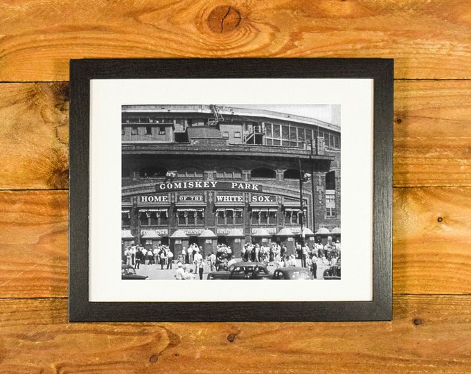 Comiskey Park - 1920's-1930's Exterior Image Iconic Former Chicago White Sox Ballpark - Matted & Framed Vintage Sports Wall Hanging