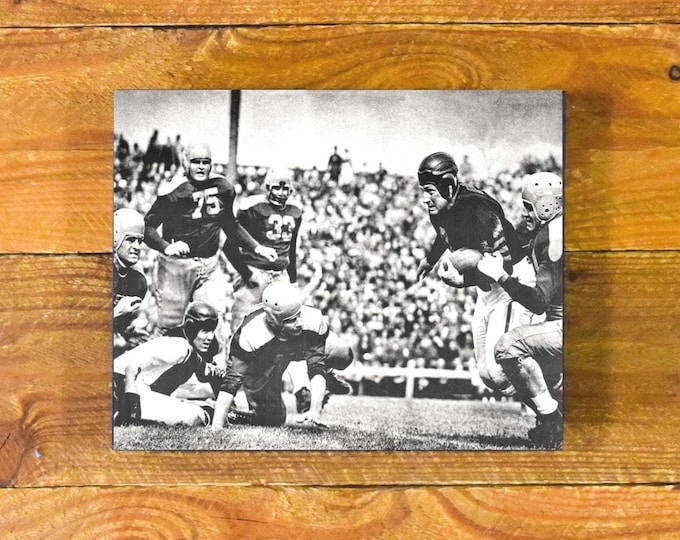 Leather Helmets 1930's -1940's - Throwback Football Image - Vintage Wood Panel Wall Hanging