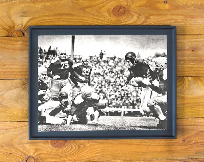 Vintage Throwback College Football Leather Helmets Era Image - Vintage Sports Bar & Room Wall Poster