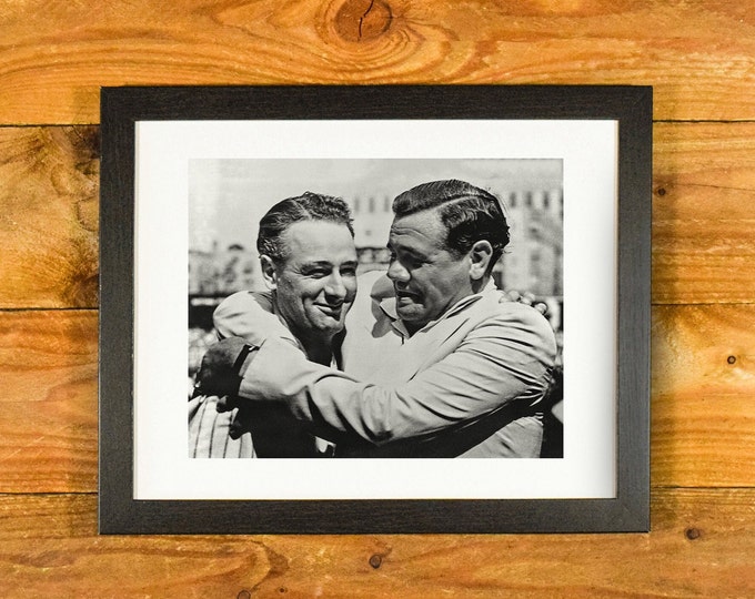 Lou Gehrig and Babe Ruth - "A Hug From The Babe" - Iconic Yankees Together After Farewell Speech - Yankee Stadium July 4, 1939.