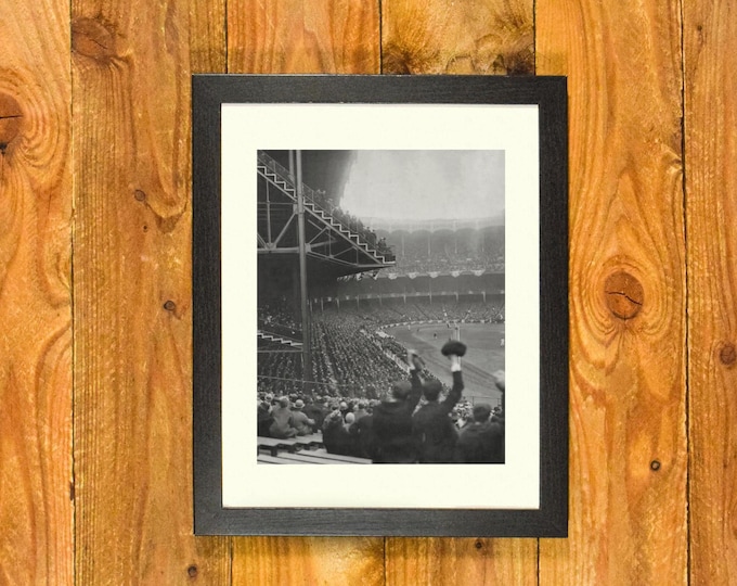 Yankee Stadium - "House the Ruth Built" Right Field View 1923 - Matted & Framed Vintage Sports Wall Hanging