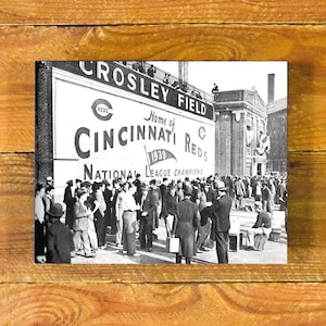 Crosley Field - 1940 Exterior Image Home of the Cincinnati Reds - Wood Wall Art Decor Panel