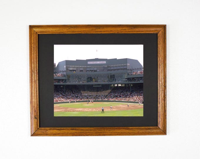Color Center Field View - Iconic Fenway Park late 1990s - Oldest MLB Baseball Stadium - Matted & Framed Wall Hanging