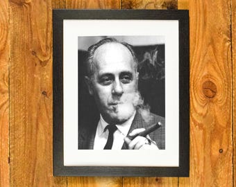 Red Auerbach Boston Celtics Iconic Coach-Smoking his Signature Cigar - 1964 Classic Image - Sports Wall Hanging