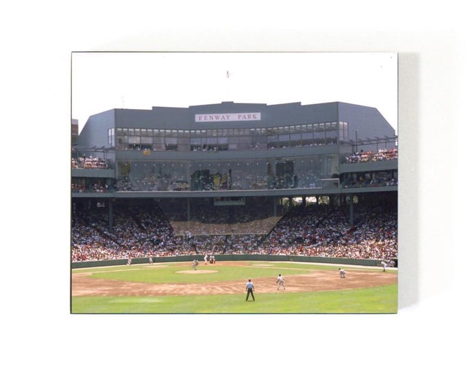 Color Center Field View - Iconic Fenway Park late 1990s - Oldest MLB Baseball Stadium - Vintage Sports Wood Wall Panel
