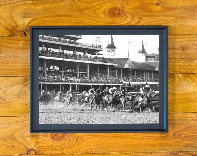 Kentucky Derby 2020 - Action Photo "Around the Corner" - Matted and Framed Horse Racing Wall Poster Hanging