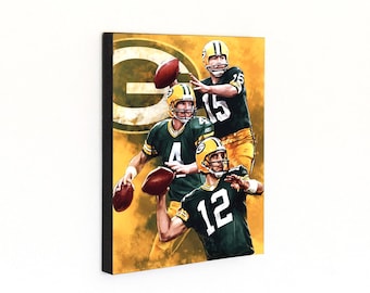 Legendary Quarterbacks of the Green Bay Packers - Bart Starr, Brett Favre & Aaron Rodgers - Sports Wood Wall Panel