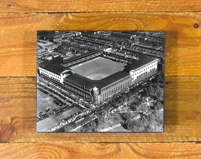 Shibe Park - Connie Mack Stadium - Philadelphia A's and Phillies - 1928 Aerial View - Wood Panel Wall Hanging