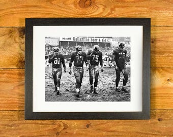 New York Giants Defensive Line - 1962 Image at Yankee Stadium - Matted and Framed Sports Wall Hanging