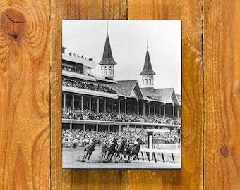 Action Shot Kentucky Derby 1967 "Run For The Roses" - Vintage Sports Wood Wall Panel