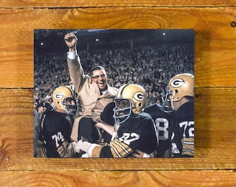 Vince Lombardi & Green Bay Packers 1966 Championship Celebration - Vintage Sports Wood Wall Panel