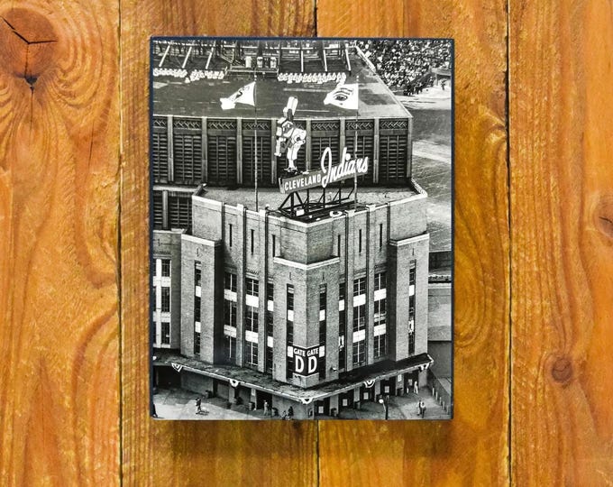 Municipal Stadium Cleveland - Aerial View 1950's - Sports Bar and Room Wood Wall Panel