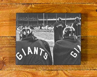 Vintage Wood Wall Panel New York Giants Sideline Image 1962 NFL Title Game vs Green Bay at Yankee Stadium