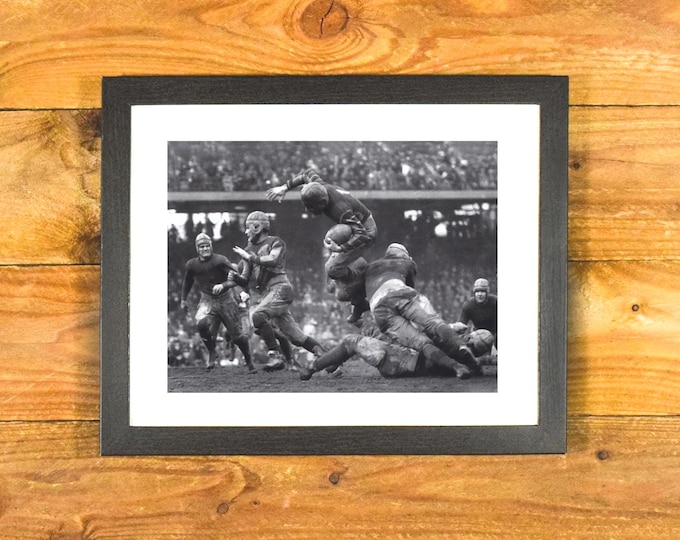 College Football 1920's -1930's - Action Shot Mud Game - Matted and Framed Vintage Sports Bar & Room Decor