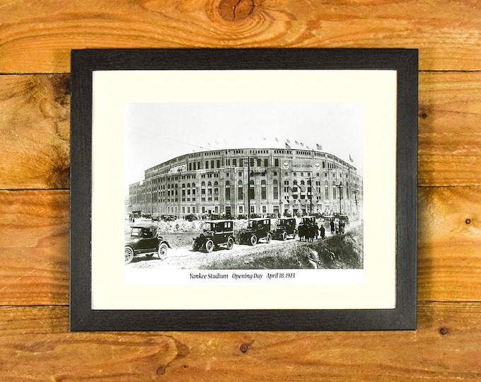 Yankee Stadium Opening Day - April 18, 1923 - Matted and Framed Vintage Sports Bar and Room Wall Hanging
