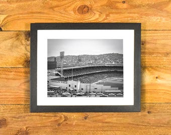 Crosley Field 1961 World Series - Right Field Aerial View - Framed Sports Bar & Room Wall Hanging