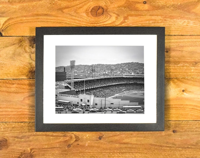 Crosley Field 1961 World Series - Right Field Aerial View - Framed Sports Bar & Room Wall Hanging