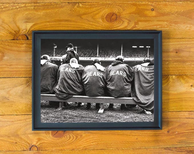 Chicago Bears 1960's - "View From The Bench" - Sports Bar & Room Framed Wall Poster