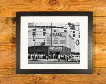 Briggs Stadium - Iconic Detroit Ballpark (1912-1999) - Matted and Framed Vintage Sports Wall Hanging