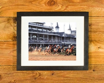 Kentucky Derby 2020 - Beautiful Color Action Photo "Run for The Roses" - Matted and Framed Sports Wall Hanging