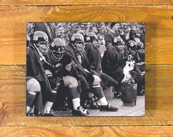 New York Giants "Sideline Bonfire" - 1962 NFL Title Game vs Green Bay at Yankee Stadium - Wood Wall Panel