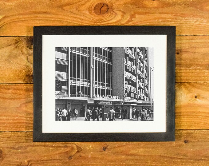 Shea Stadium - 1960's Exterior Image of Former Home of New York Mets and Jets - Vintage Matted and Framed Wall Hanging