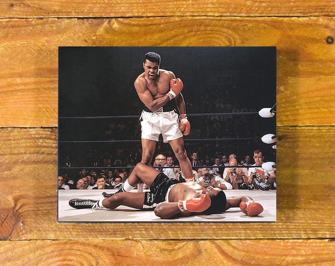 Cassius Clay (Muhammad Ali) vs. Sonny Liston - Color Shot 1965 Classic Knockout - Sports Wood Wall Panel