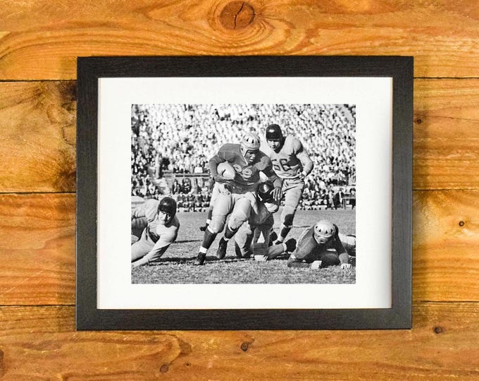 Jackie Robinson UCLA Running Back - 1940 Throwback Football Image - Matted and Framed Vintage Sports Room Decor