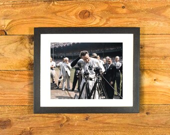 Lou Gehrig 1939 Color Photo Farewell Speech at Yankee Stadium - Matted & Framed Room and Bar Wall Decor