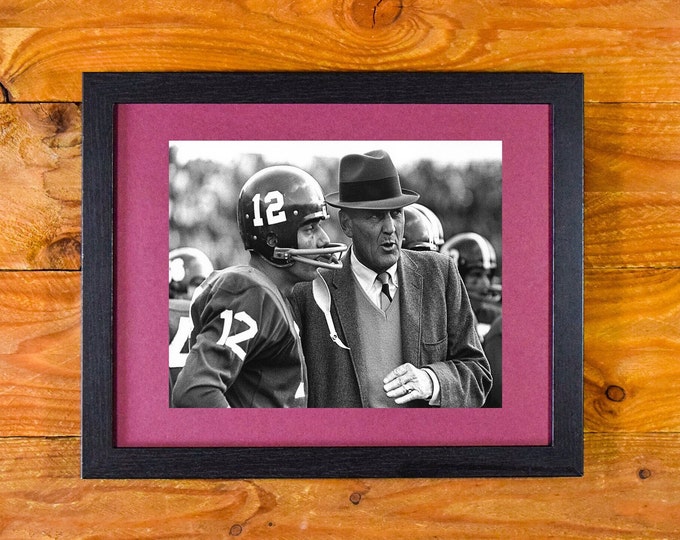 Coach Paul "Bear" Bryant & Joe Namath - Alabama Football 1960's - Matted and Framed Vintage Sports Wall Hanging