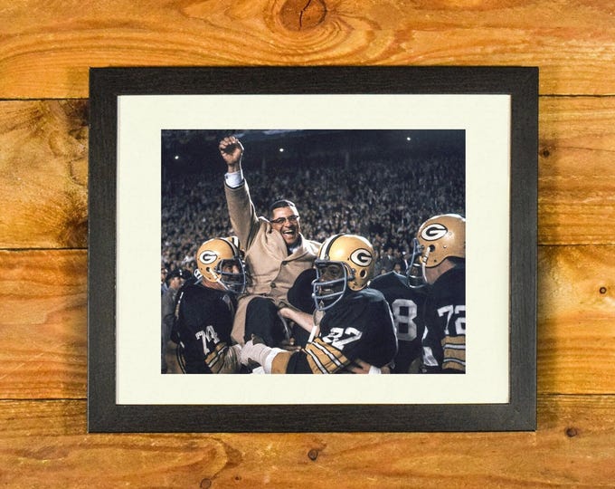 Vince Lombardi & Green Bay Packers 1966 Championship Victory Celebration - Matted and Framed Vintage Sports Wall Hanging
