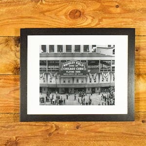 Wrigley Field Front Entrance - Iconic Chicago Ballpark 1938 World Series - Matted and Framed Vintage Sports Wall Hanging