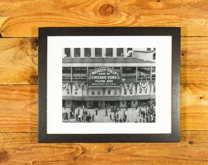 Wrigley Field Front Entrance - Iconic Chicago Ballpark 1938 World Series - Matted and Framed Vintage Sports Wall Hanging