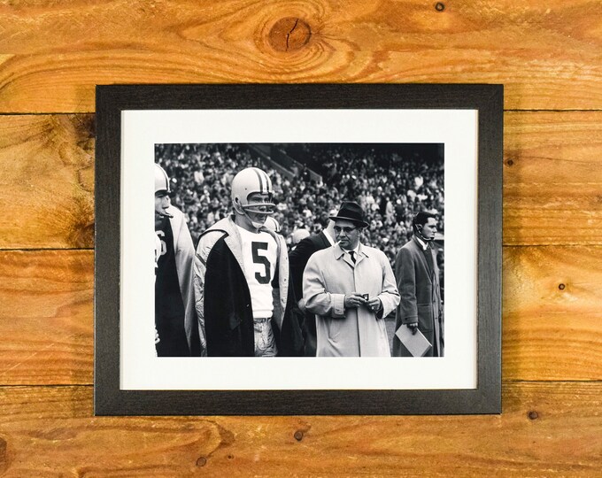 Vince Lombardi and Paul Hornung - Green Bay Packers 1960's - Image of Interest Sideline Photo - Framed Sports Wall Hanging