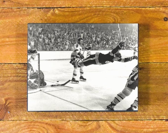 Bobby Orr Boston Bruins - 1970 "Flying Goal" Wins Stanley Cup - Wood Wall Panel