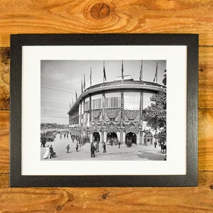 Forbes Field - 1912 Image Front Entrance of Iconic Pittsburgh Pirates Ballpark - Matted and Framed Vintage Sports Wall Hanging
